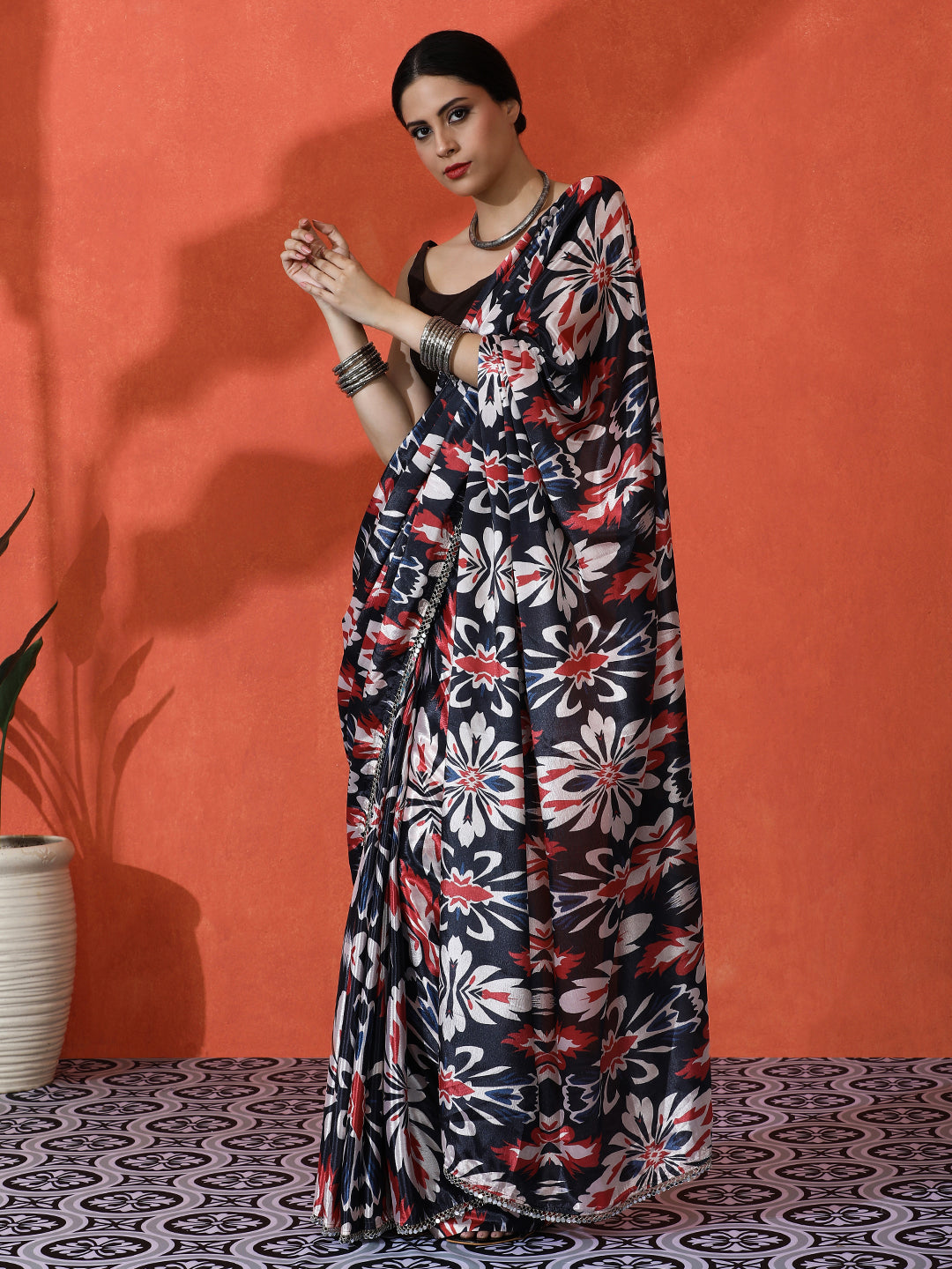 Multy Chinon Designer Digital Printed Girlie Partywear Saree