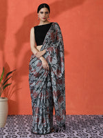 Multy Chinon Saree With Beautiful Digital Print For Ceremonial Wear