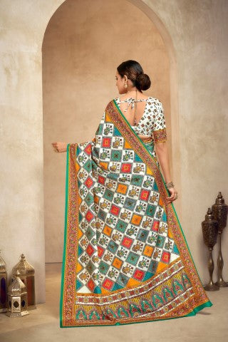 Multy Crepe Silk Position Digital Foil Printed Saree