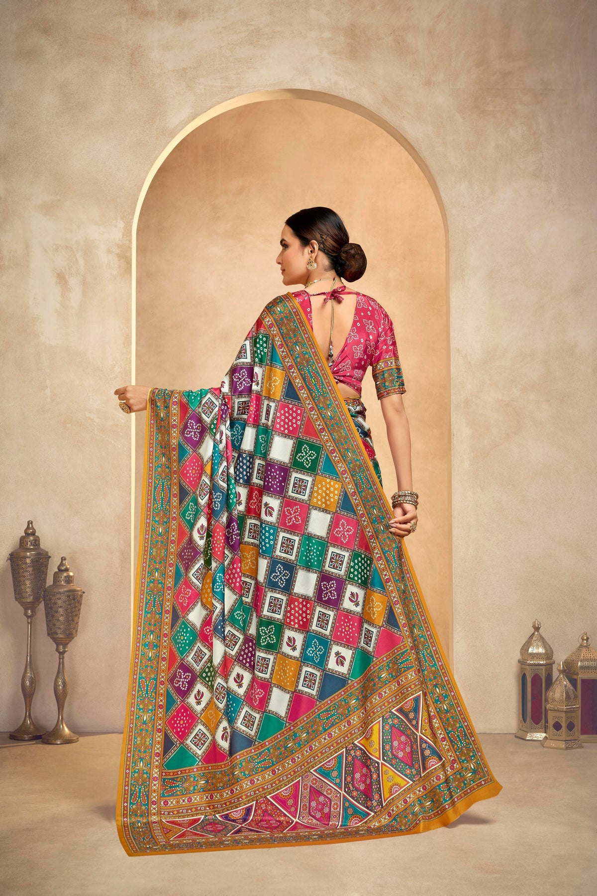 Multy Crepe Silk Position Digital Foil Printed Saree