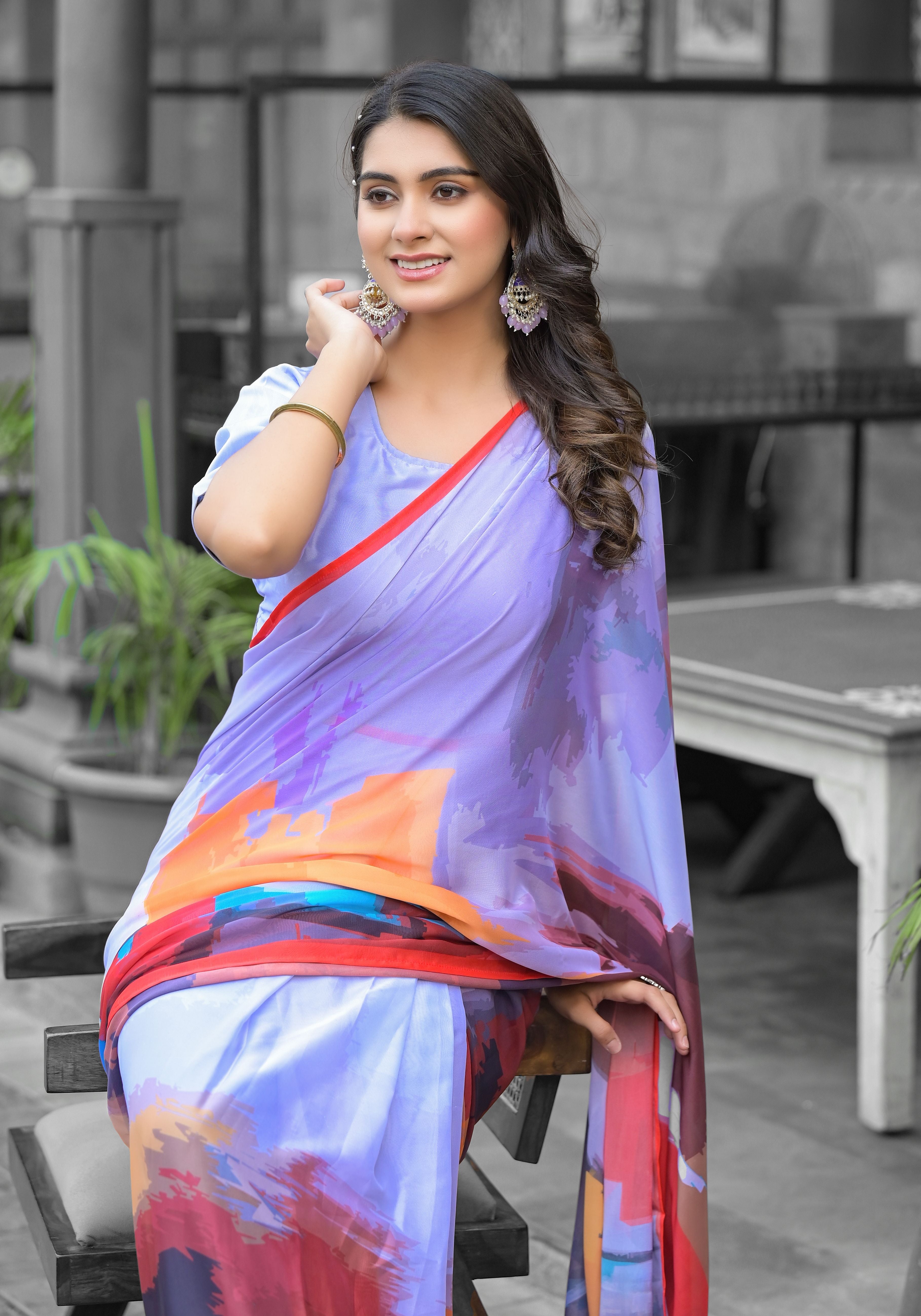 Multy Imported Georgette Designer Digital Printed Ready To Wear Gown Style Saree