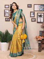 Mustard Banarasi Tissue Silk Woven Patola Designer Ethnic Indian Saree