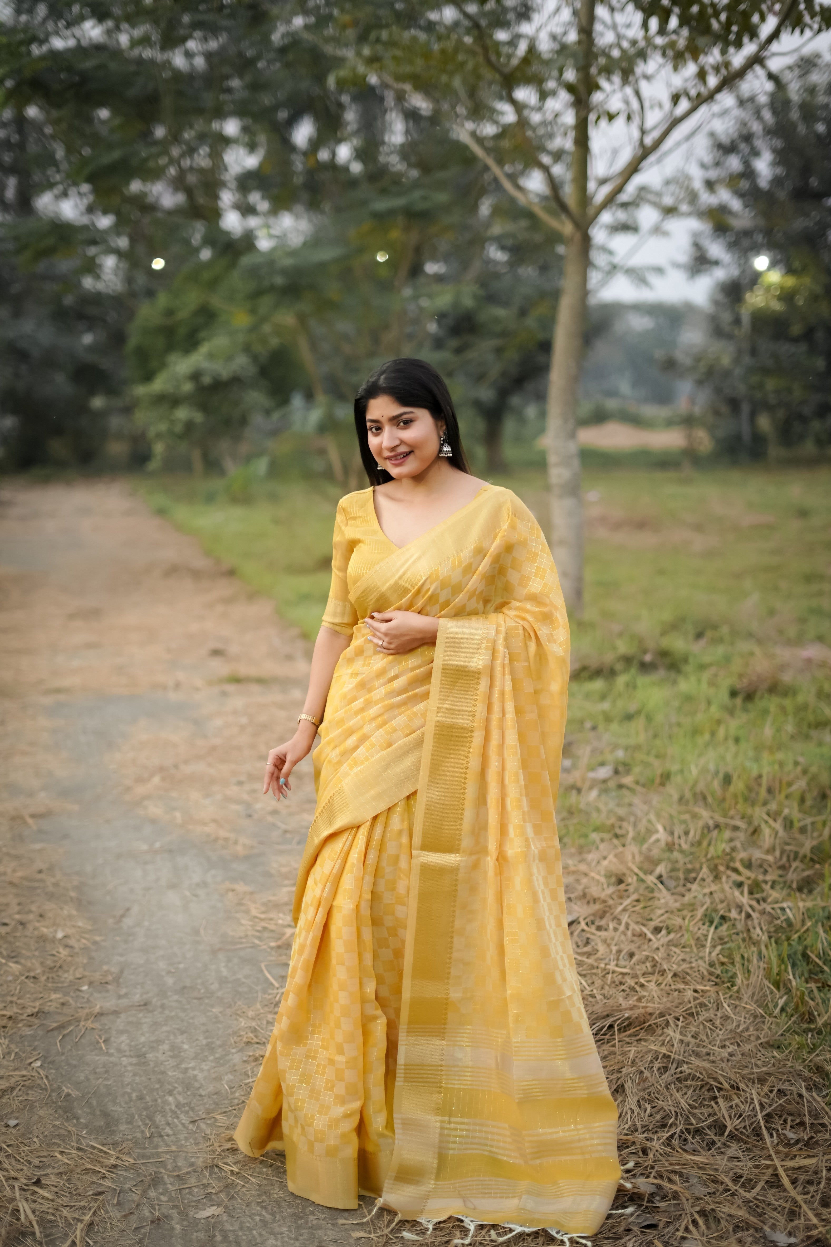 Mustard Kalyani Silk Zari Woven Saree