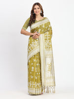 Mustard Linen Cotton Woven Designer Graceful Ethnic Saree