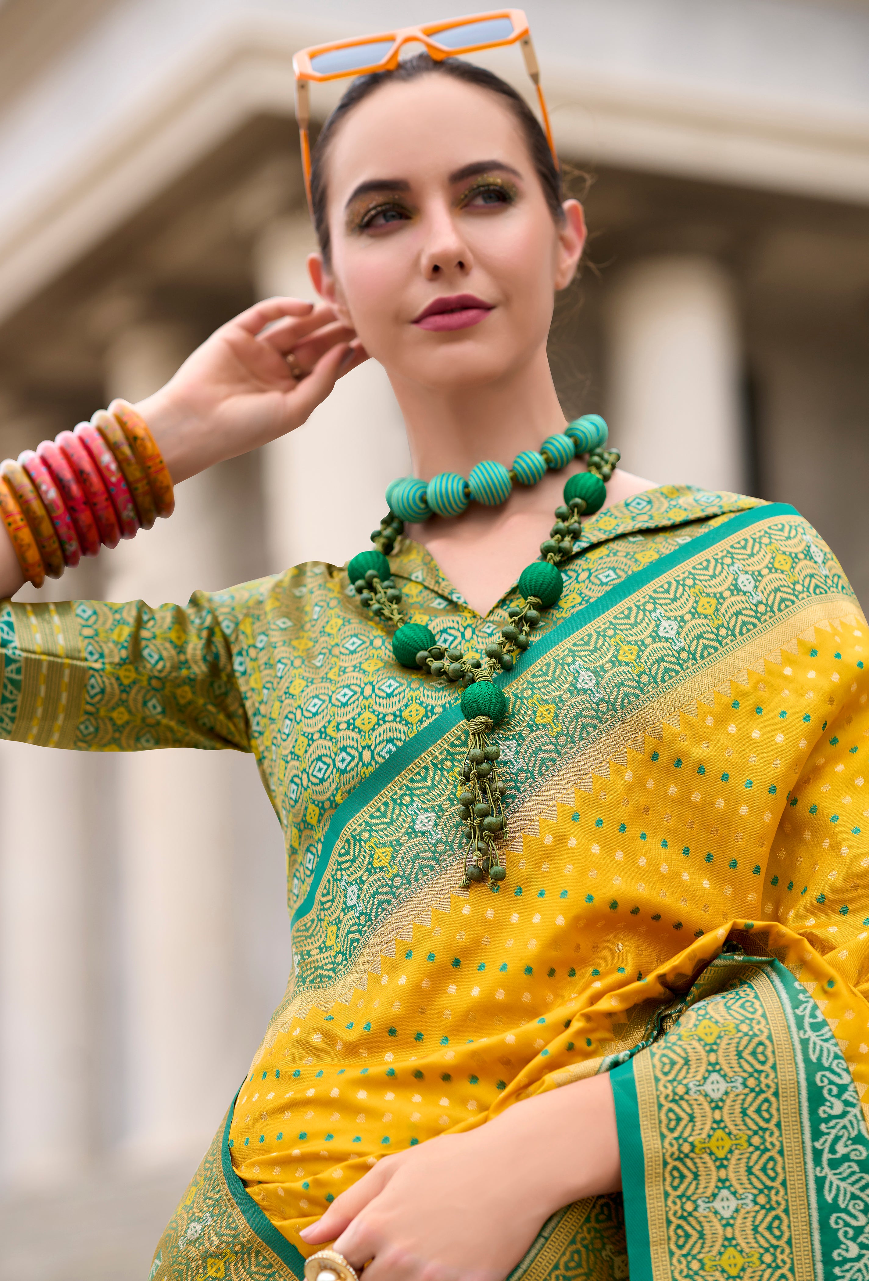 Mustard Pure Soft Banarasi Silk Saree With Jacquard Woven Work