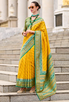 Mustard Pure Soft Banarasi Silk Saree With Jacquard Woven Work