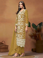 Mustard Salwar Kameez With Thread Emboirdered Work