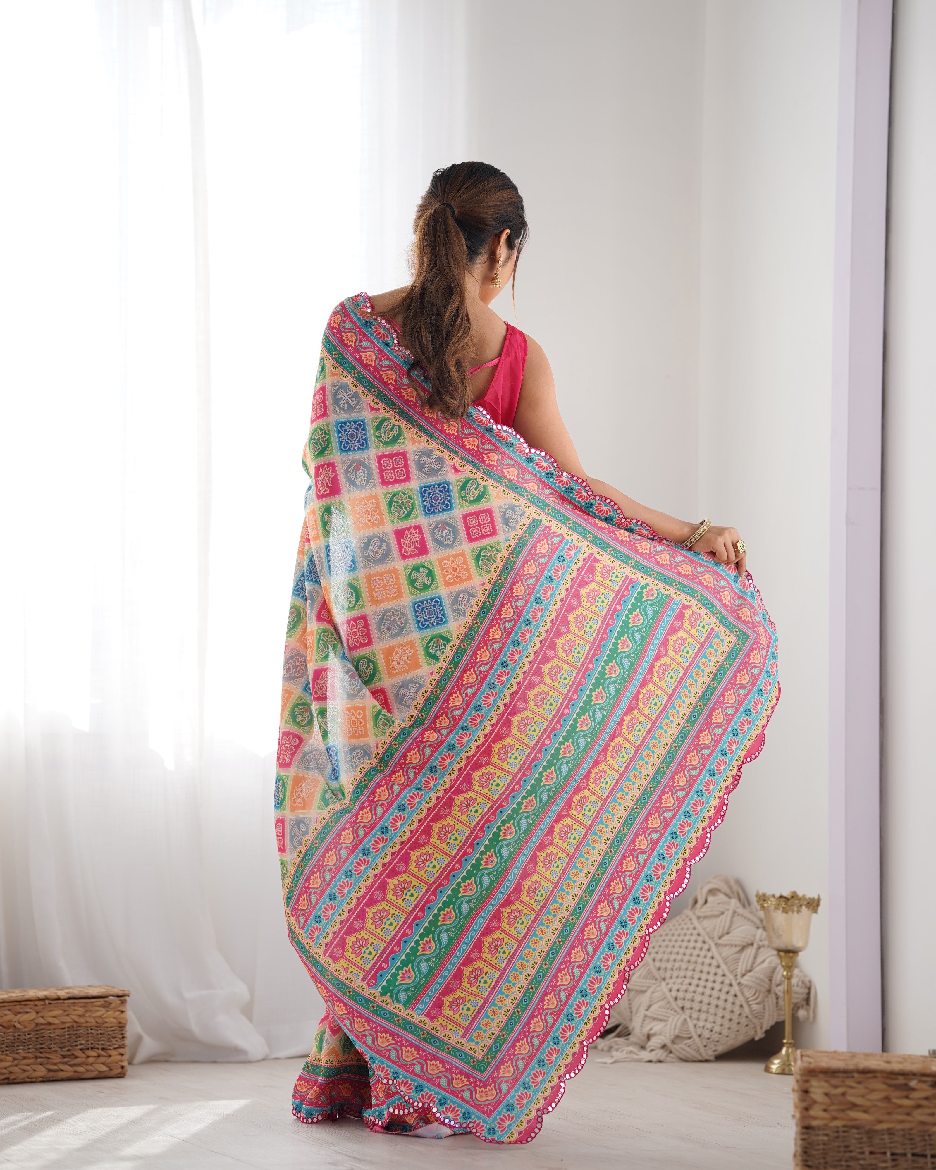 Mustard Tussar Silk Designer Kalamkari Printed Traditional Ethnic Indian Saree