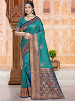 Mystic Rama Blue Colour Soft Silk Saree