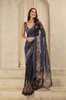 Navy Blue Georgette Designer Printed Graceful Ethnic Saree