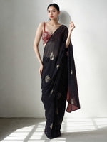 Navy Blue Marbel Chiffon Partywear Printed Girlie Ready To Wear Saree