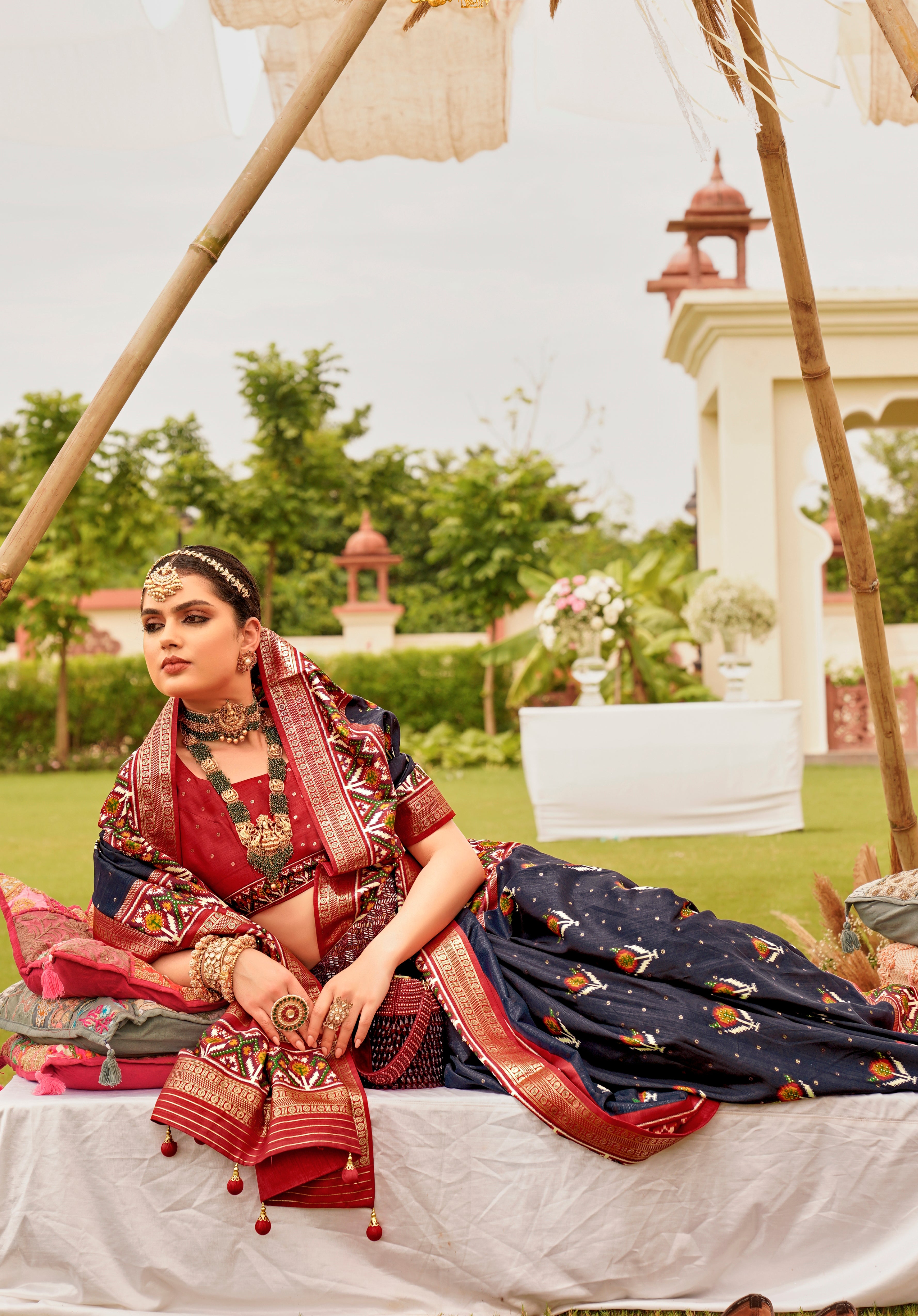 Navy Blue Sigma Silk Saree With  Digital Patola Print