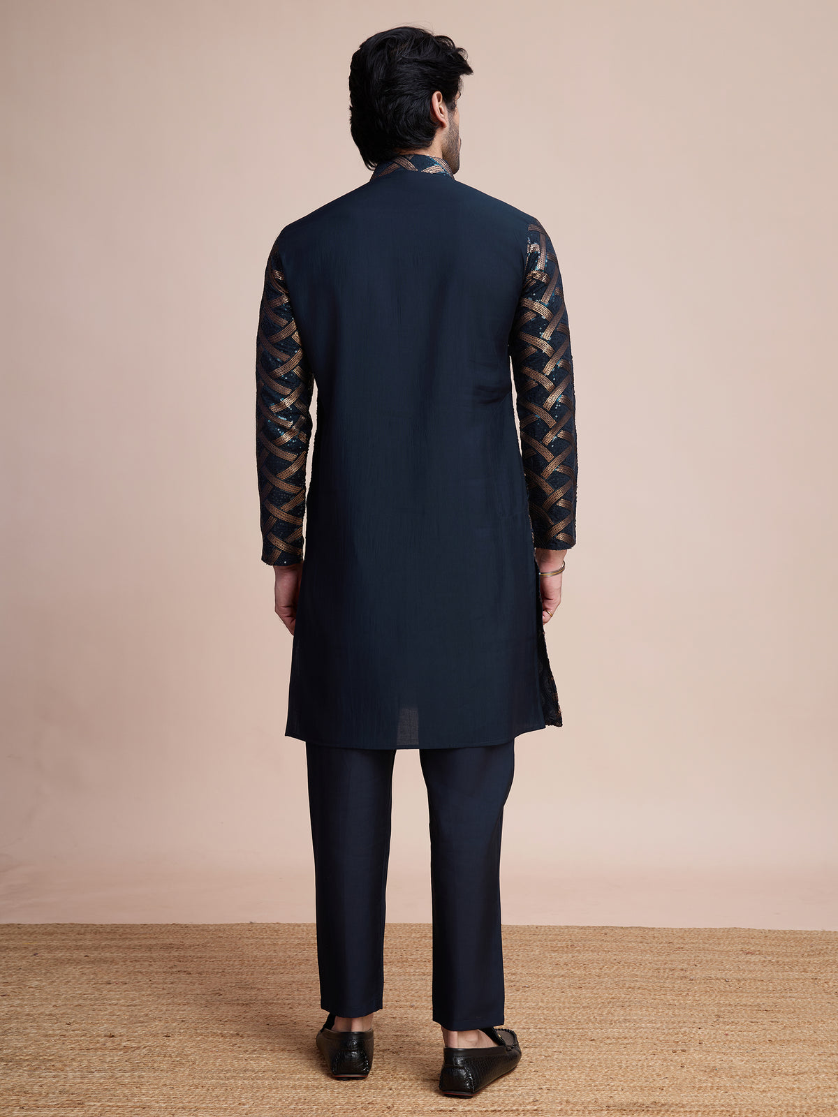Navy Blue Silk Heavy Embroidered Kurta – Elegant and Eye-Catching