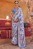 Off White Color Pv Silk Saree With  Smart Floral Print