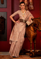 Off White Handloom Weaving Silk Saree With Woven Work
