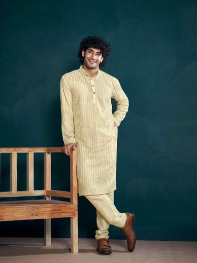 Off White Kurta Payjama with Sequins Embroidery – Minimal Yet Graceful