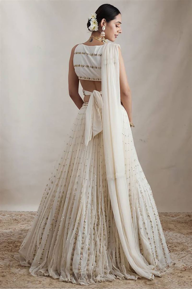 Off White Lehenga Choli With Embroidery Work