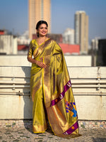 Olive Soft Silk Woven Vitthala Designer Traditional Ethnic Saree