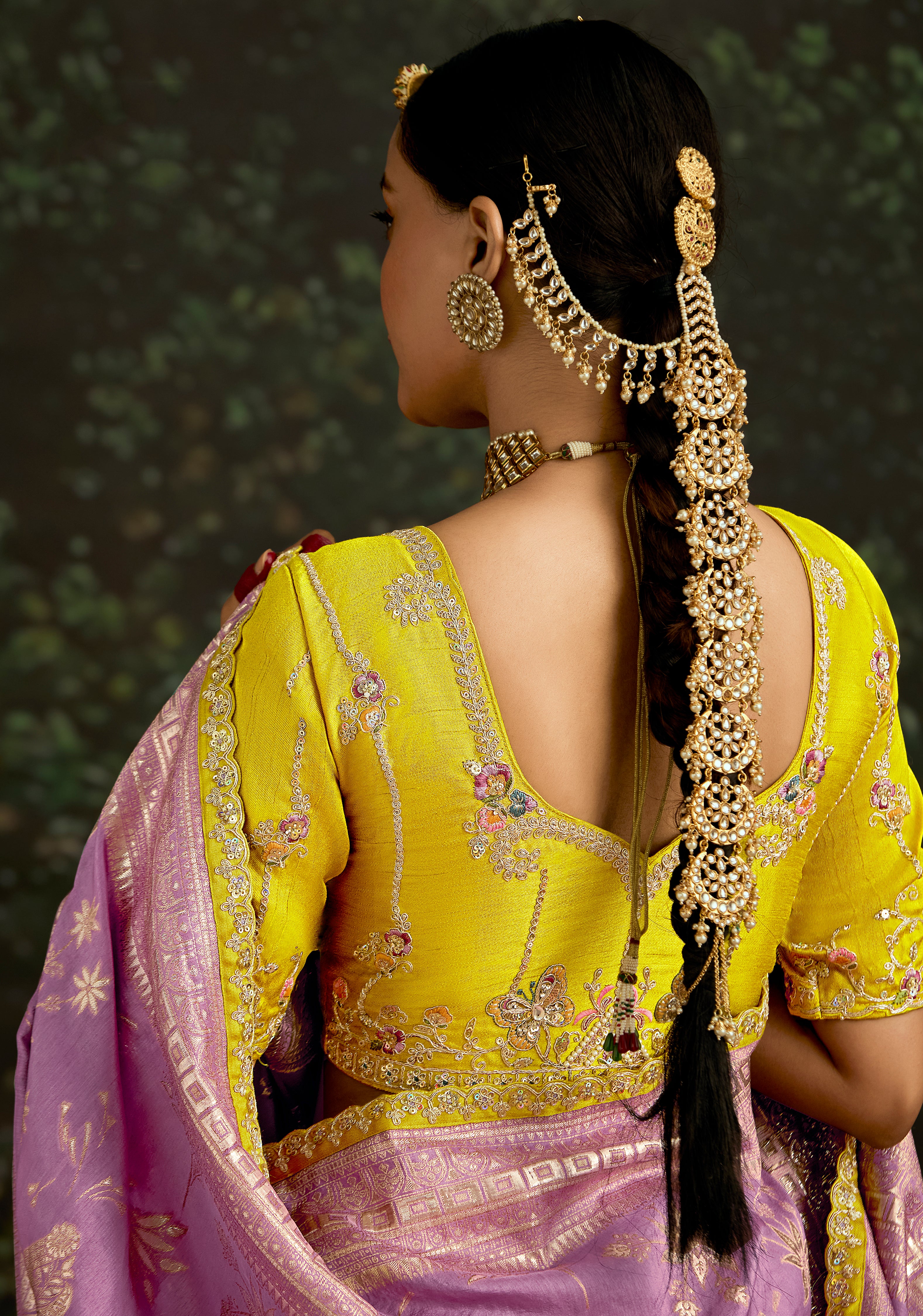Onion Pink Dola Silk Saree With  Jacquard Woven with Embroidered Lace Border