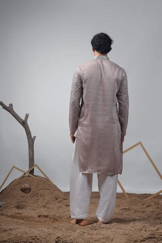 Opium Designer Embroidered Greek Satin Stylish Kurta Pajama