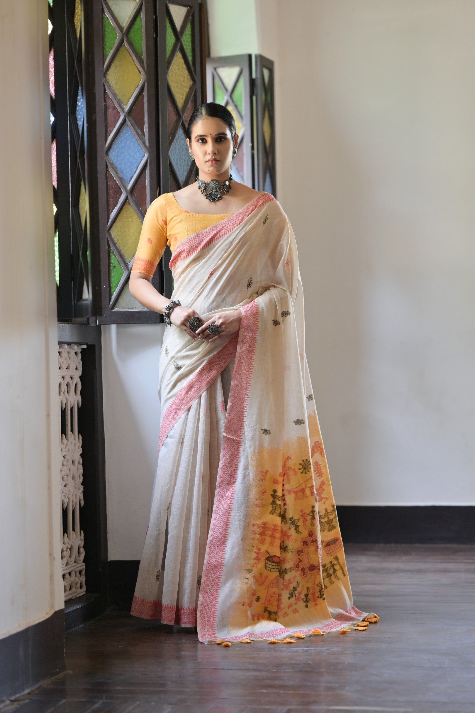 Orange Beautiful Muga Cotton Summer Special Festive Saree