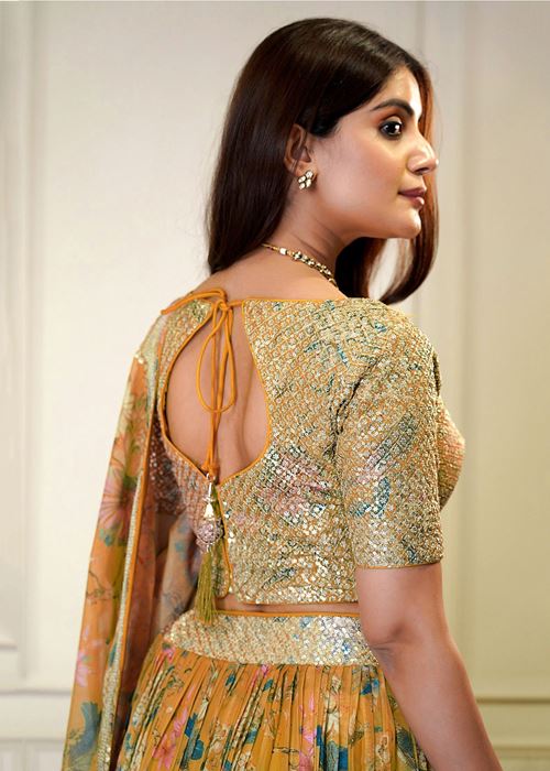 Orange Color Sequins Organza Event Wear Lehenga Choli