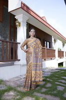 Orange Crepe Designer Partywear Saree