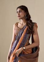 Orange Handloom Silk Woven Pallu Border Designer Ethnic Traditional Saree