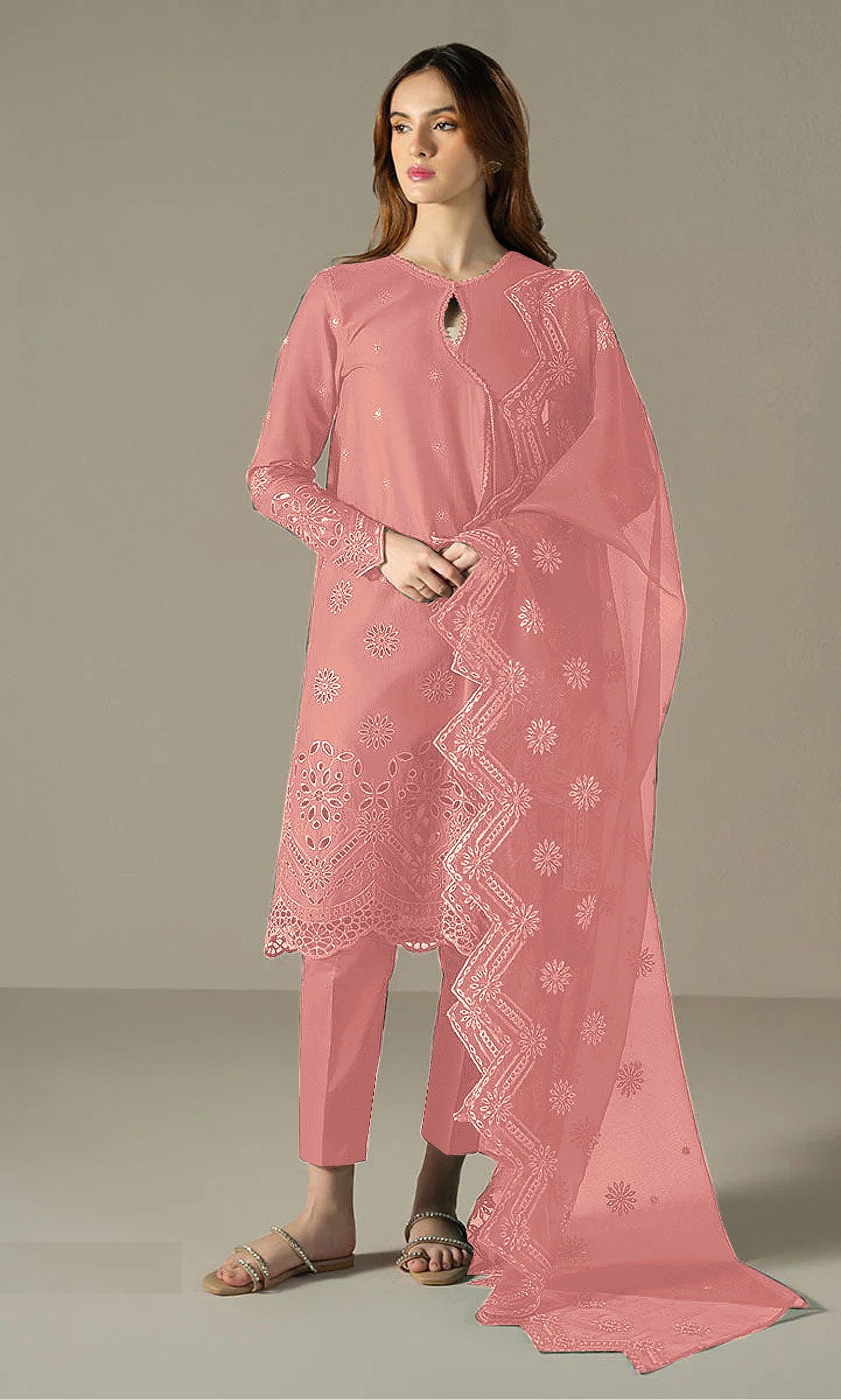 Orange Heavy Designer Suit With Heavy Embroidery Work