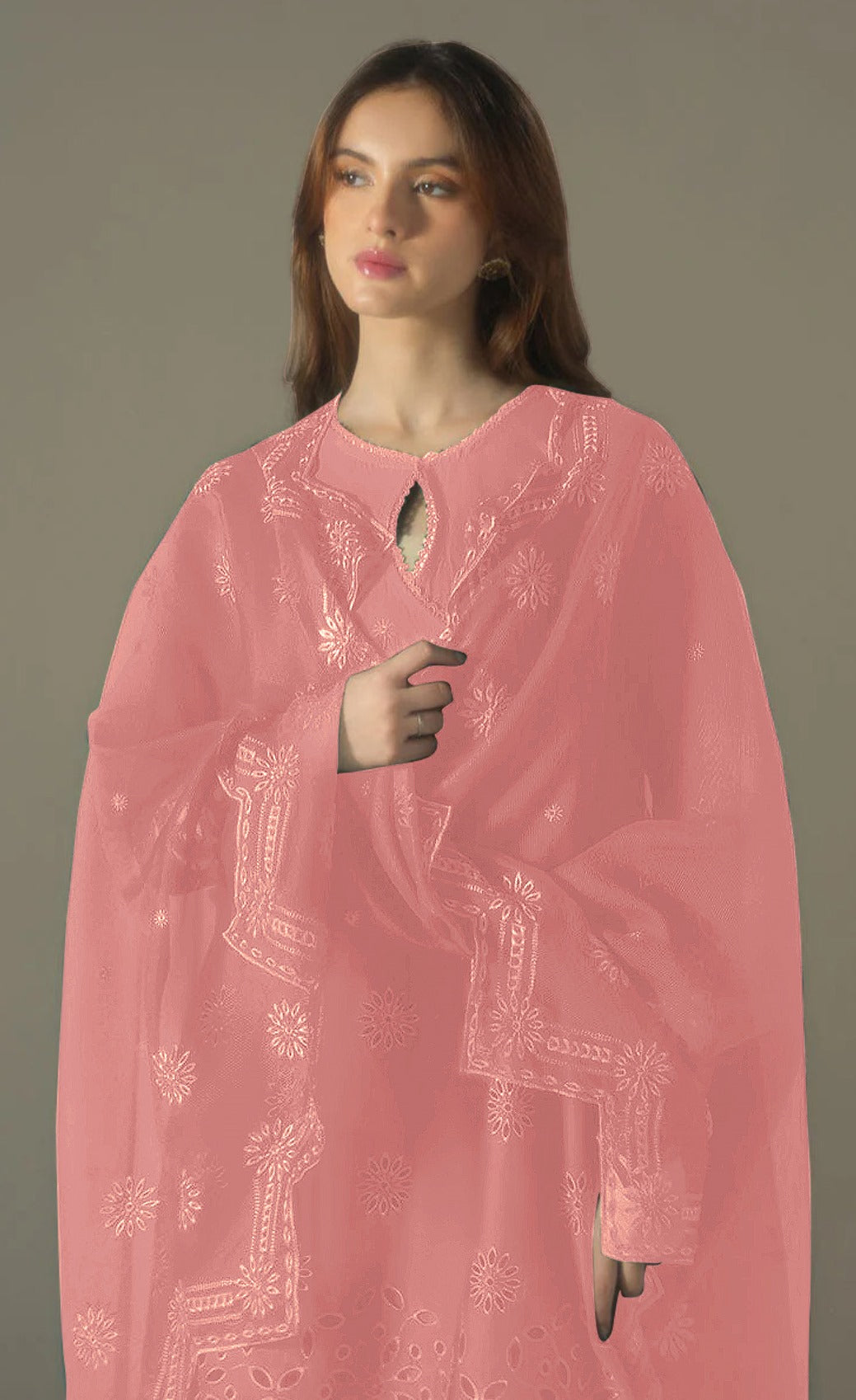 Orange Heavy Designer Suit With Heavy Embroidery Work