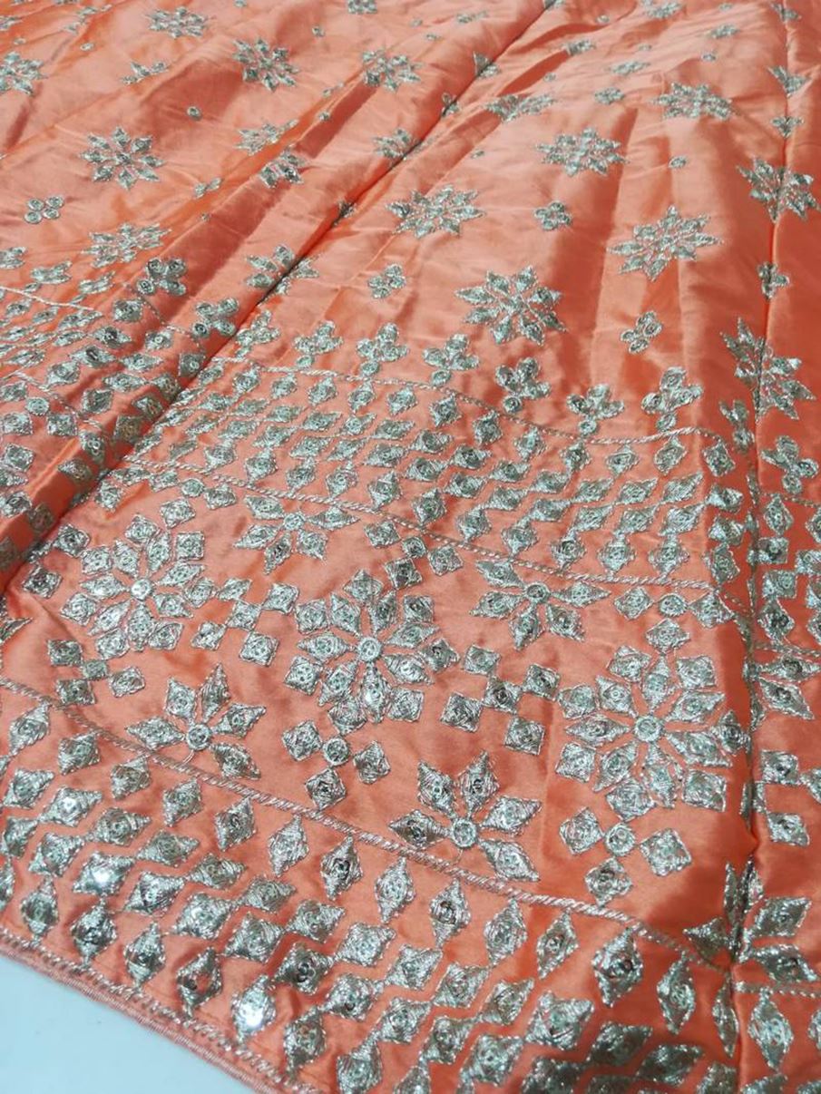 Orange Lehenga Choli With Embroidery Work