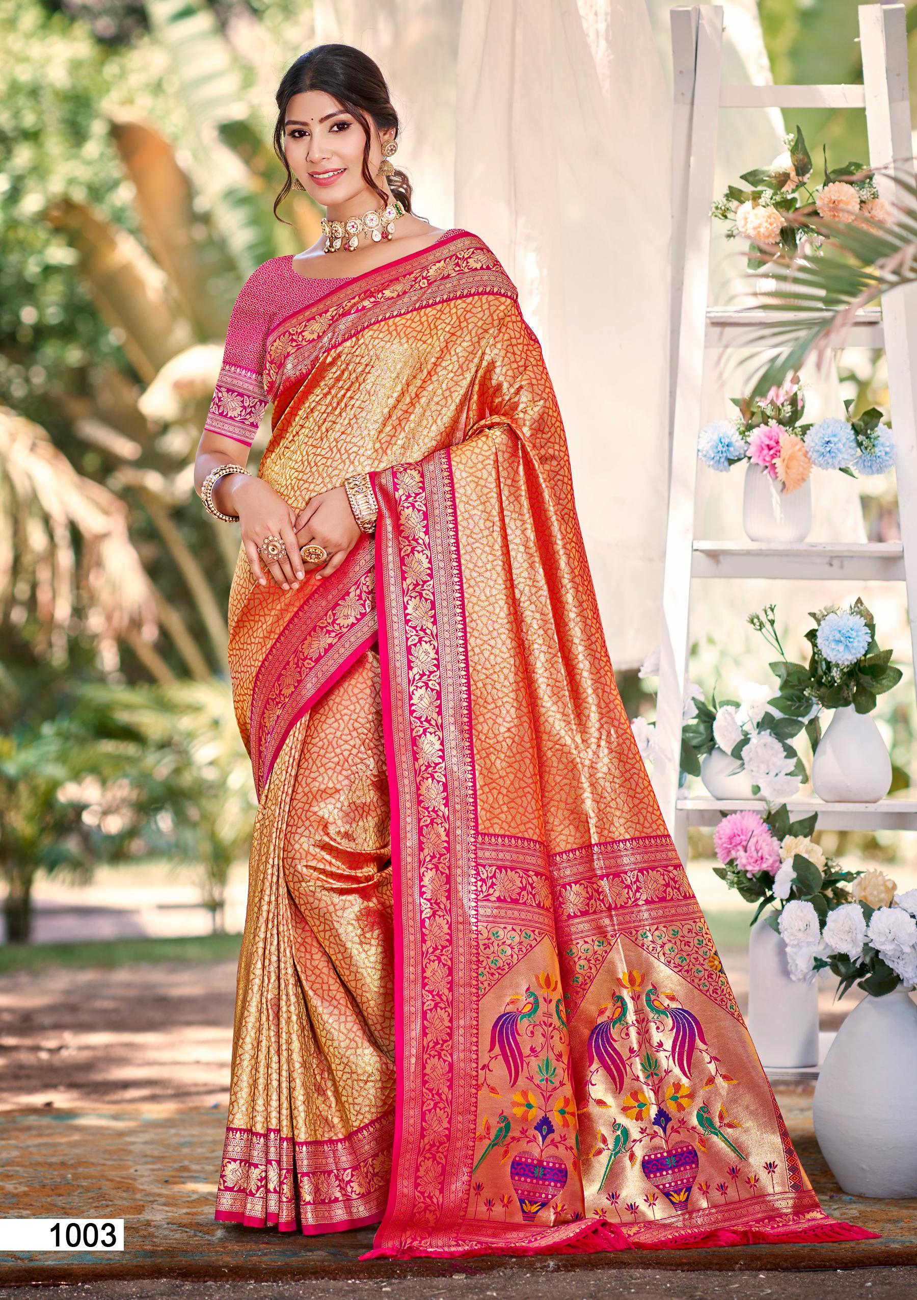 Orange Multi Color Kanjivaram Silk Saree With Timeless Grace and Elegant Charm