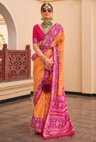 Orange Silk Saree With  Digital Patola Print