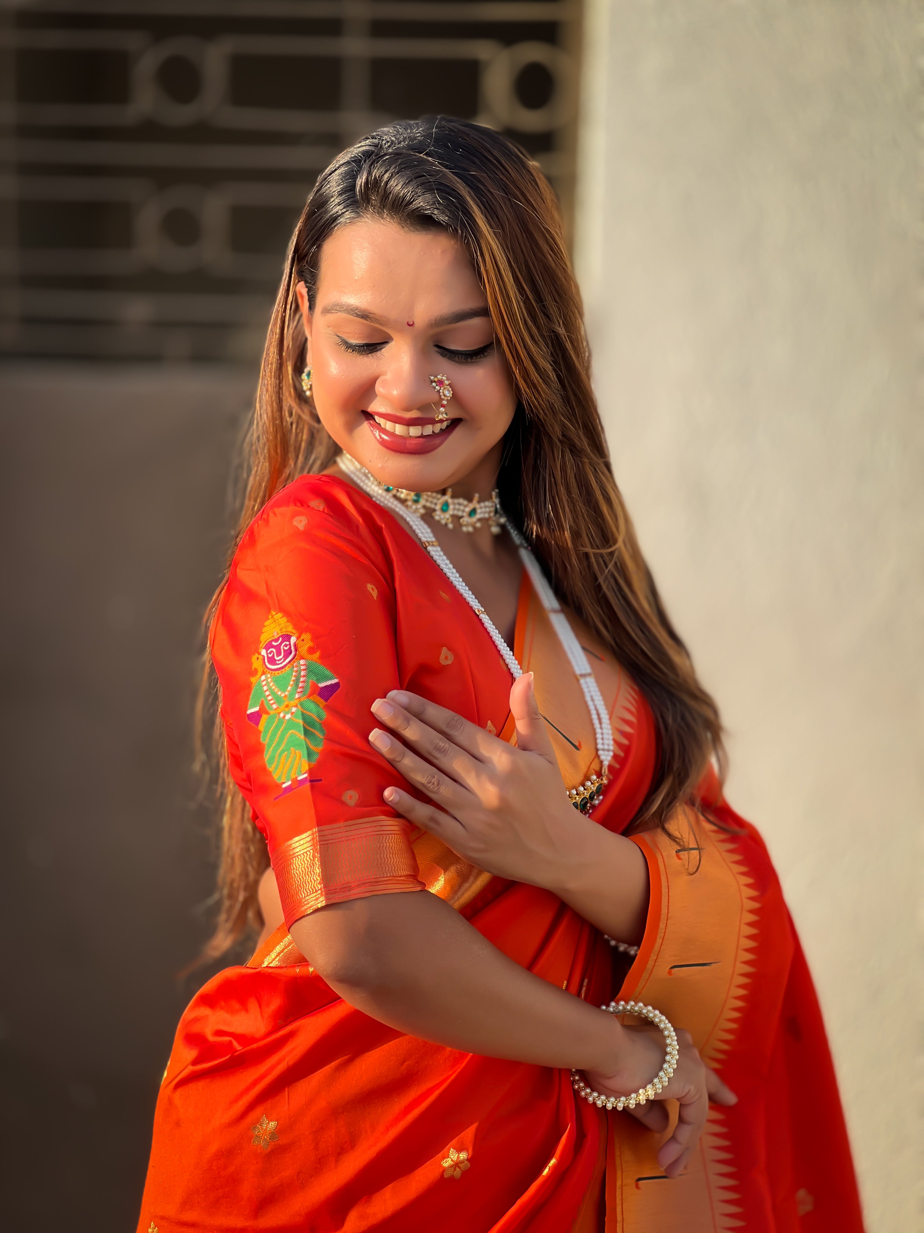 Orange Soft Silk Woven Vitthala Designer Traditional Ethnic Saree