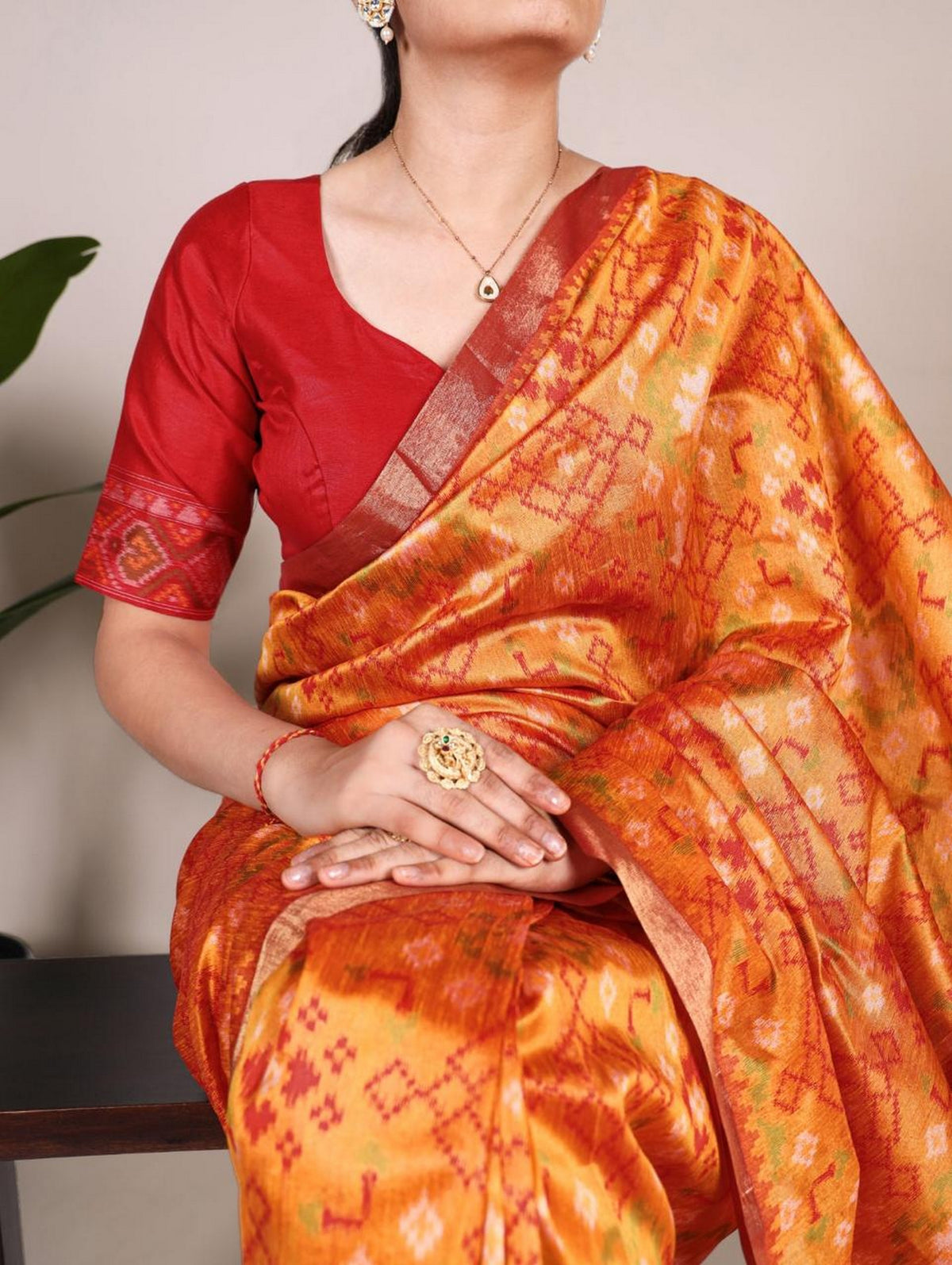 Orange Weaving Pattern And Zari Weaving Border With Fancy Tassels Ethnic Raw Silk Saree