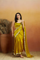 Parrot Green Beautiful Velvet Ceremonial Wear Bollywood Saree