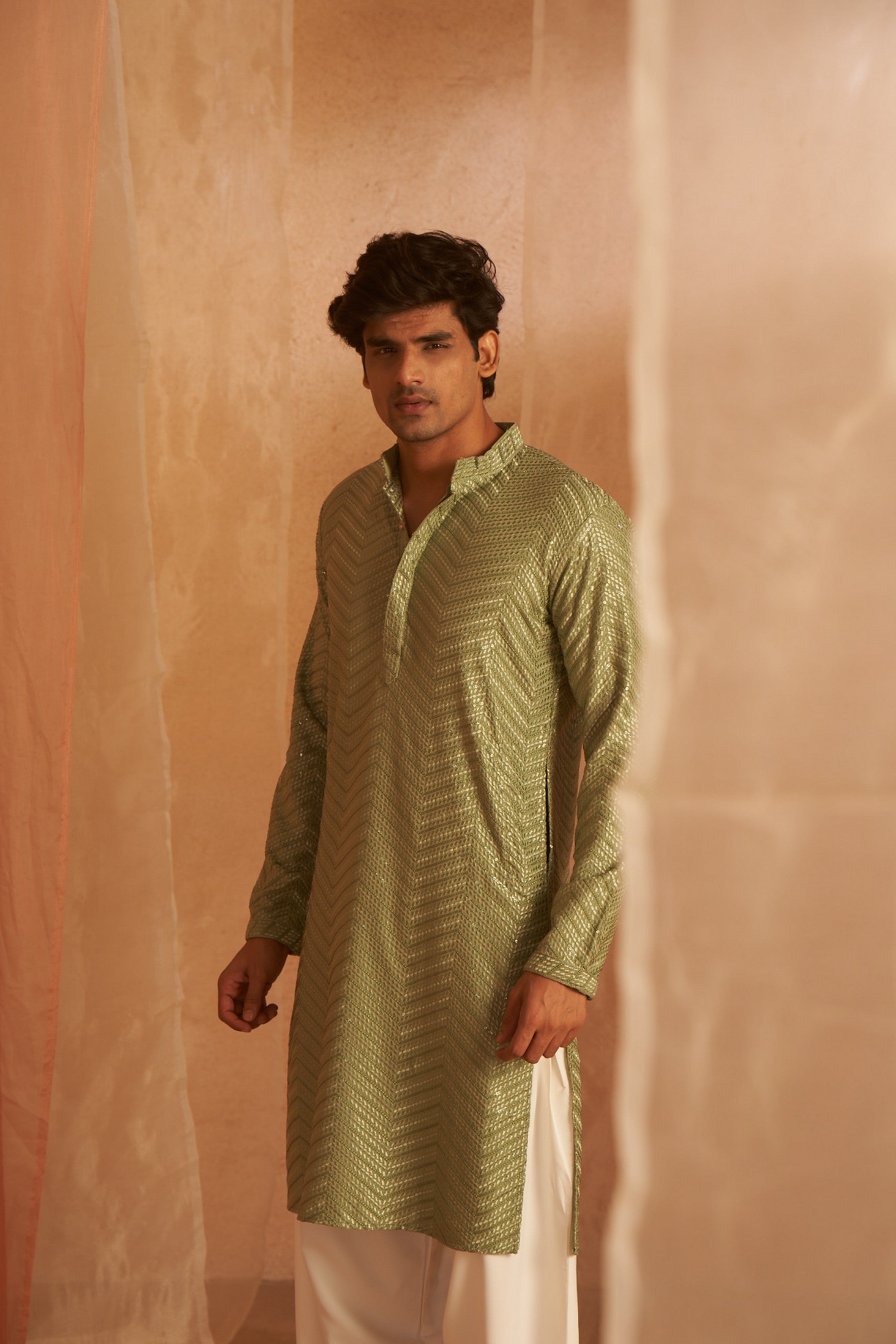 Pastel Green Viscose Embroidered Kurta Payjama – Soft and Graceful