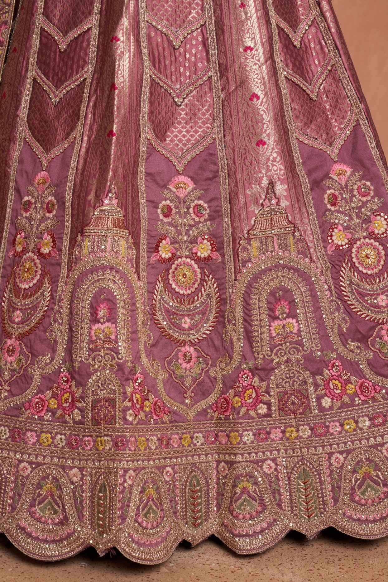 Pastel Mauve Banarasi Silk Designer Wedding Lehenga Choli