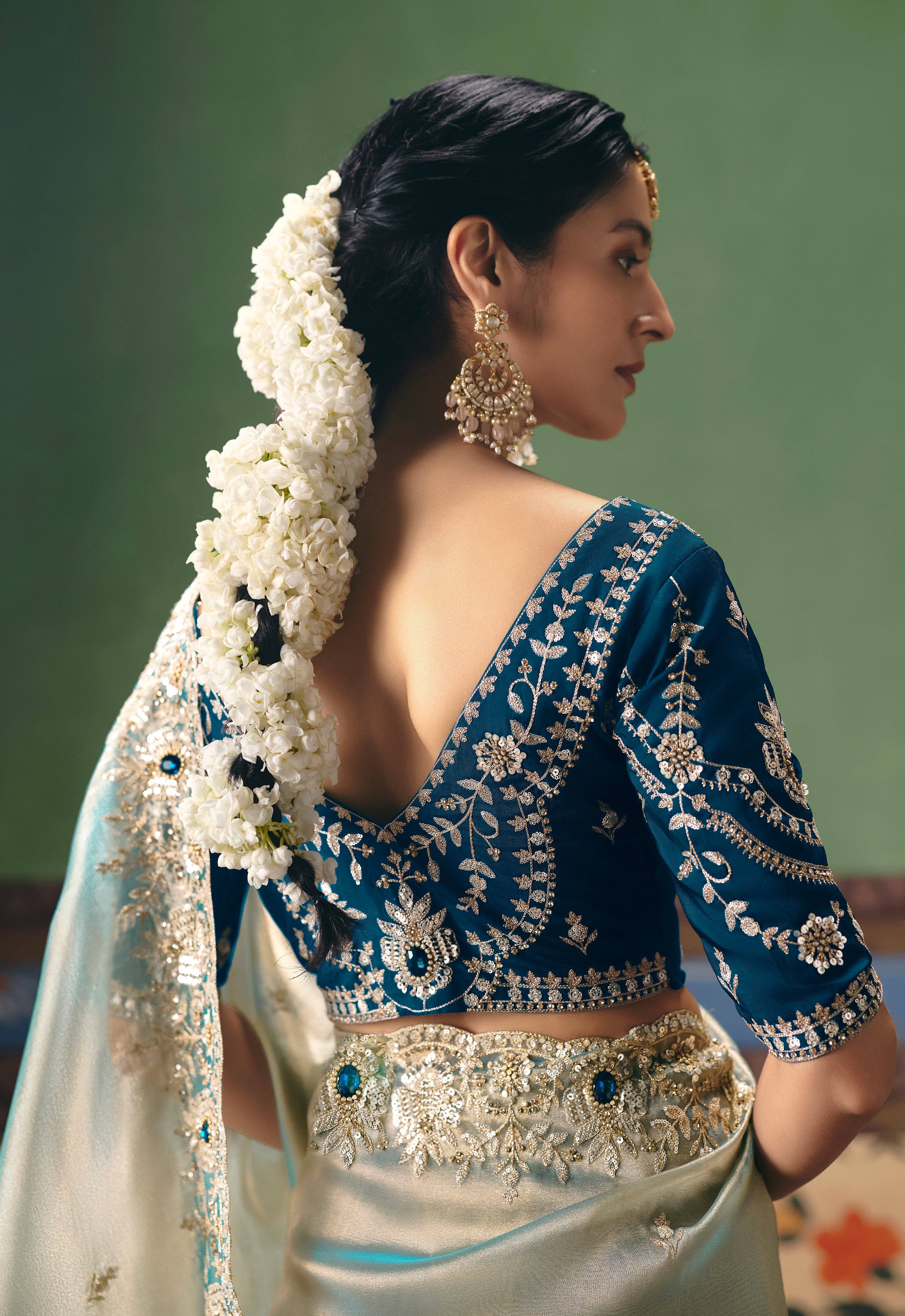 Pastel Mint Saree With  Heavy Designer Embroidery, Sequince, Stone, Pearl With Beads Work