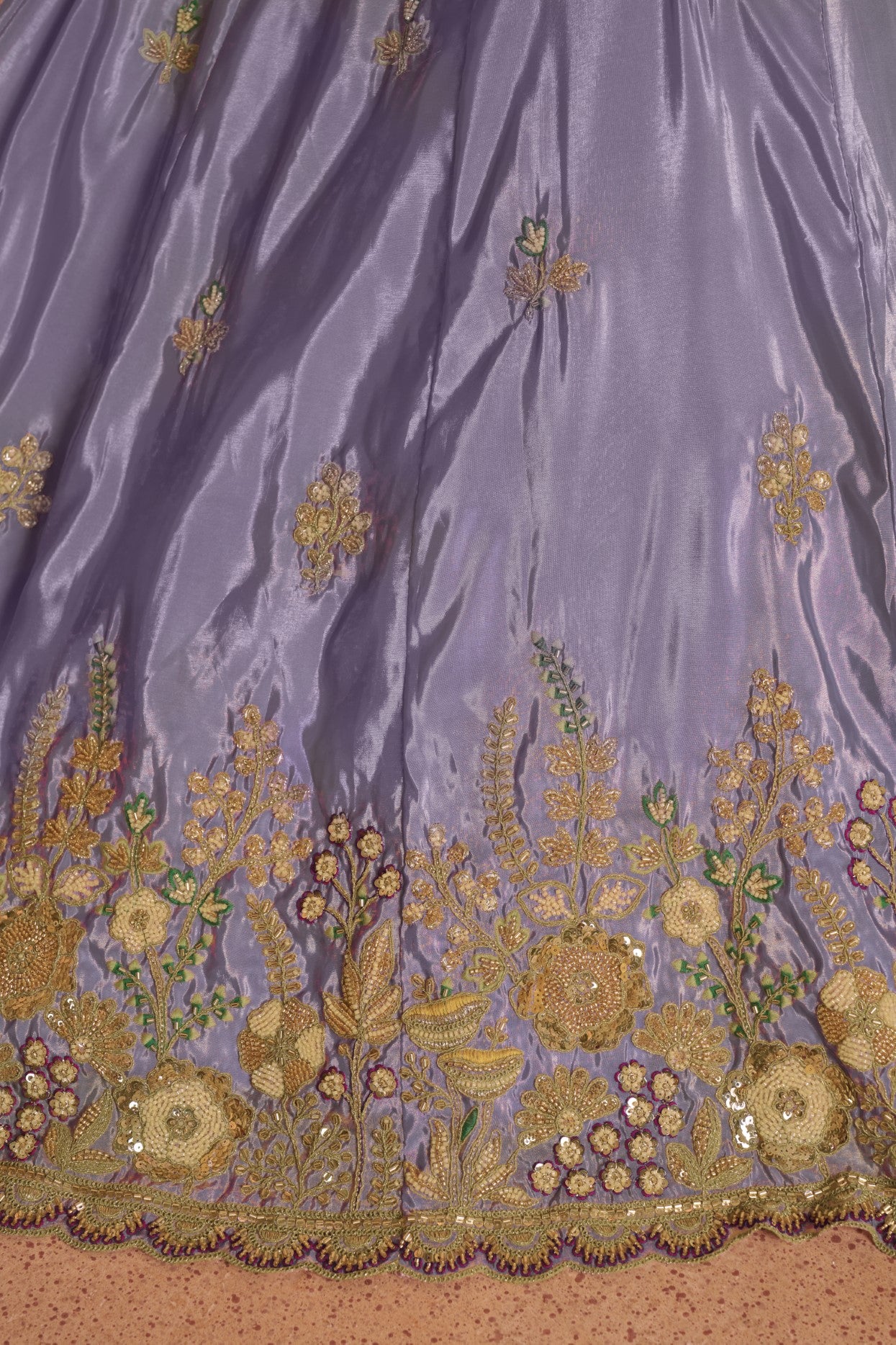 Pastel Purple HO Silk Floral Embroidered Designer Lehenga Set