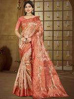 Peach Color Festive Wear Silk Saree