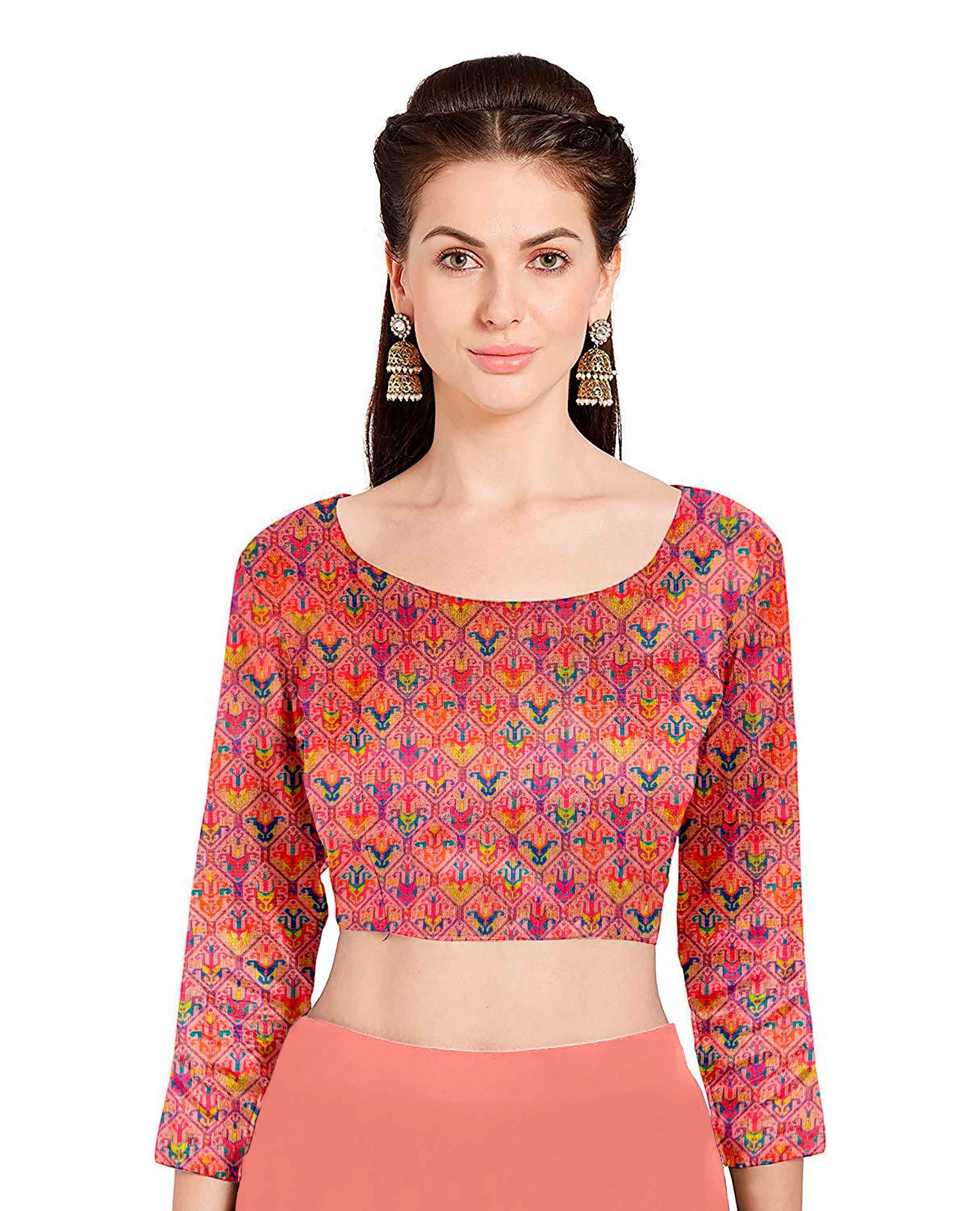 Peach Designer Digital Foil Printed Bollywood Style Chiffon Saree