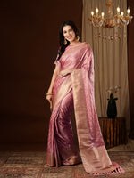 Peach Glamorous Jacquard Designer Satin Silk Saree
