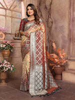 Peach Kochi Silk Designer Ethnic Looks Party Saree