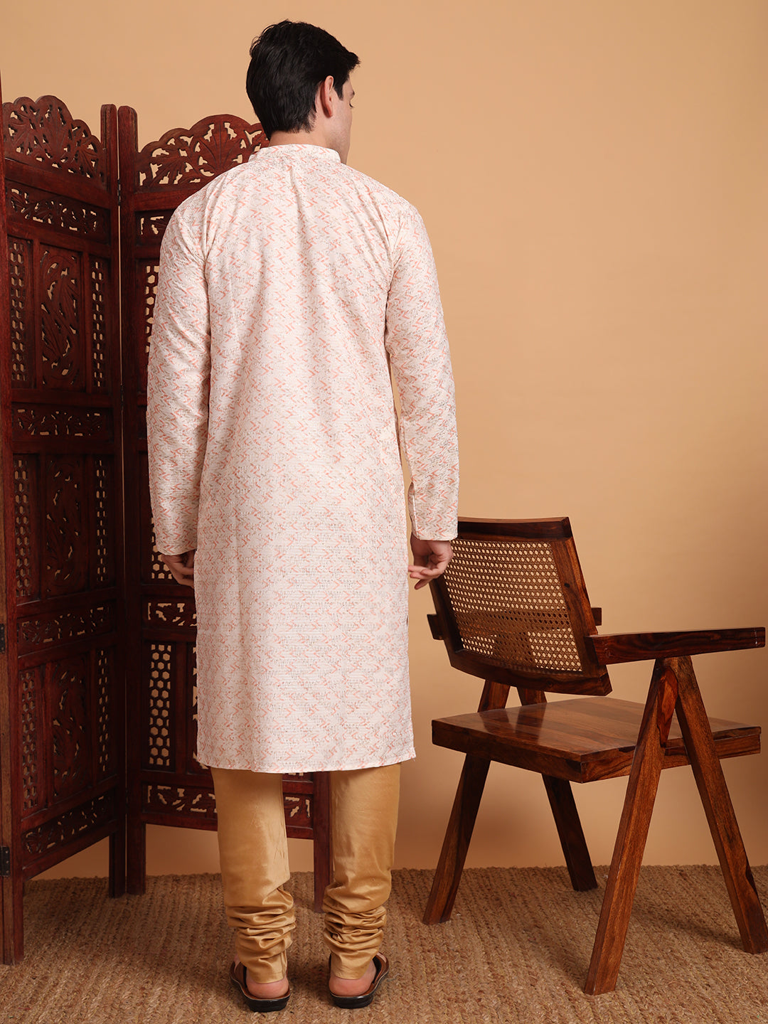 Peach Smart Printed Festive Wear Kurta