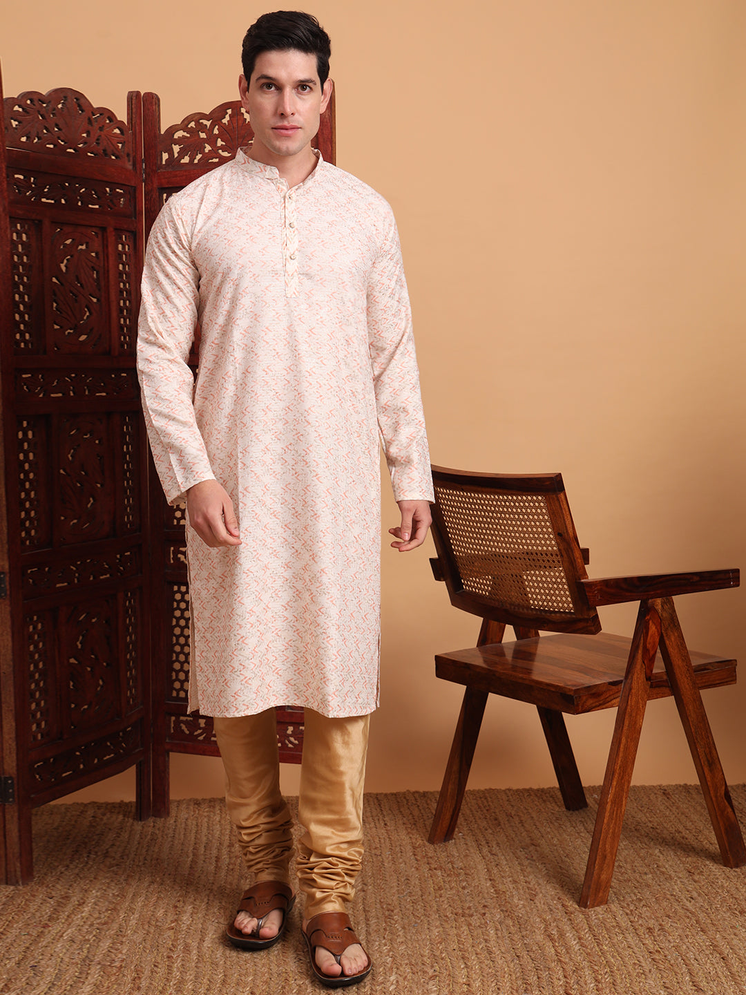 Peach Smart Printed Festive Wear Kurta