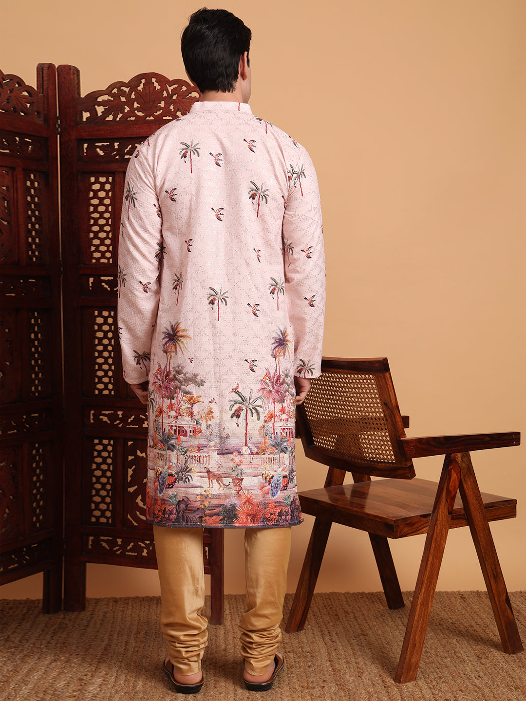 Peach Traditional Kurta for Ceremonial Looks
