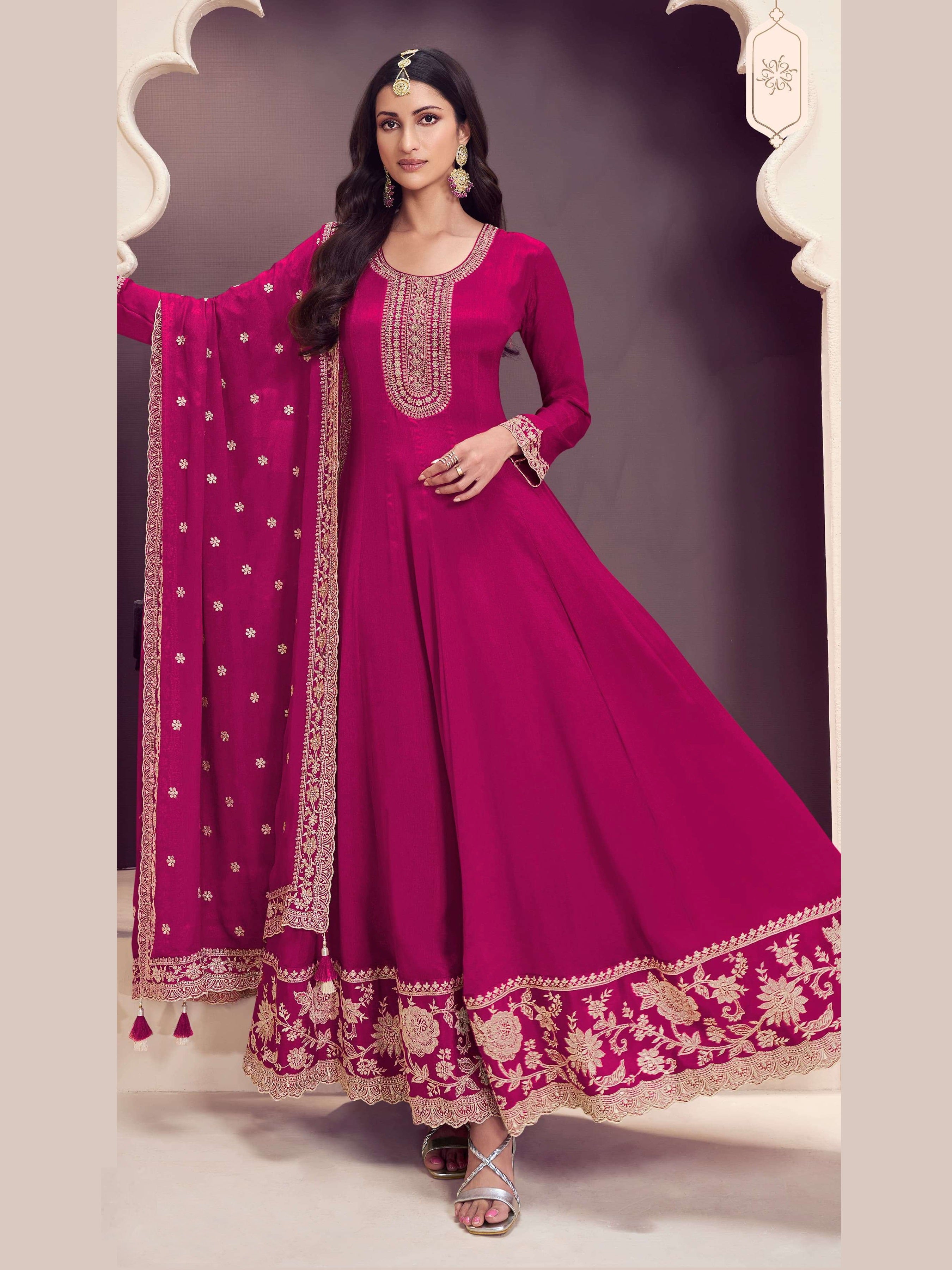 Pink Anarkali Suit With Heavy Embroidery Work