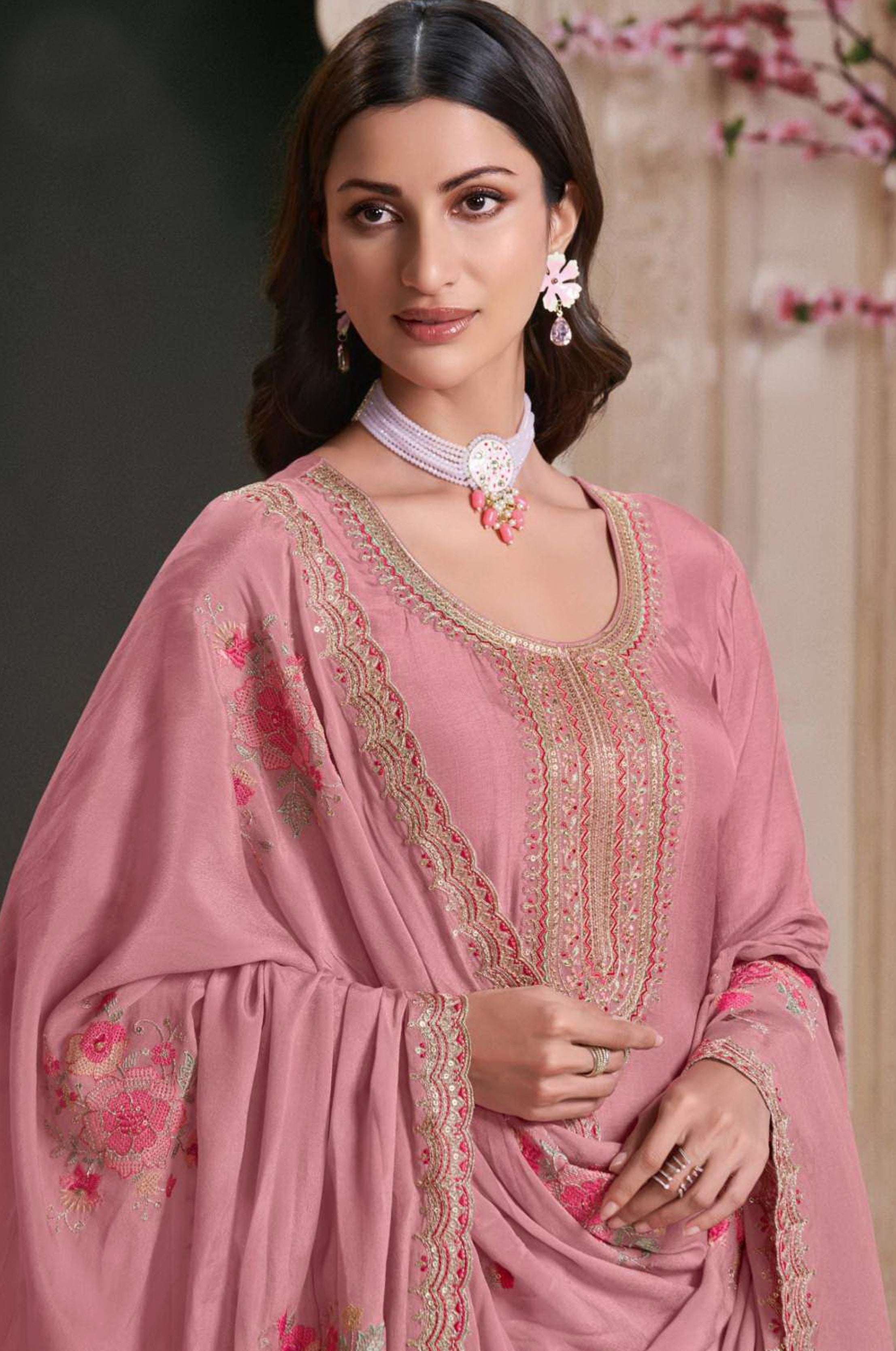Pink Anarkali Suit With Heavy Embroidery Work