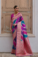 Pink Banarasi Silk Saree with Leriya Zari and Contrast Pallu